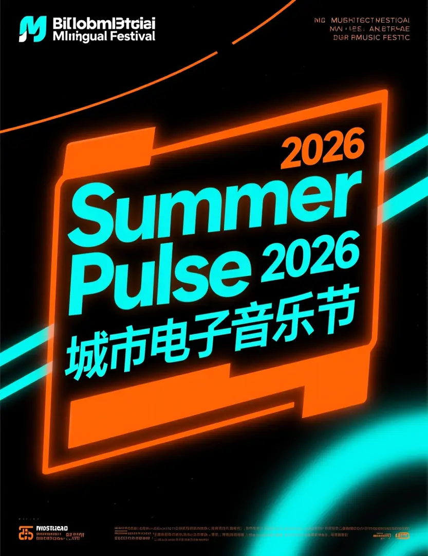 A bilingual festival poster with a large Summer Pulse 2026 headline and bold Chinese text.